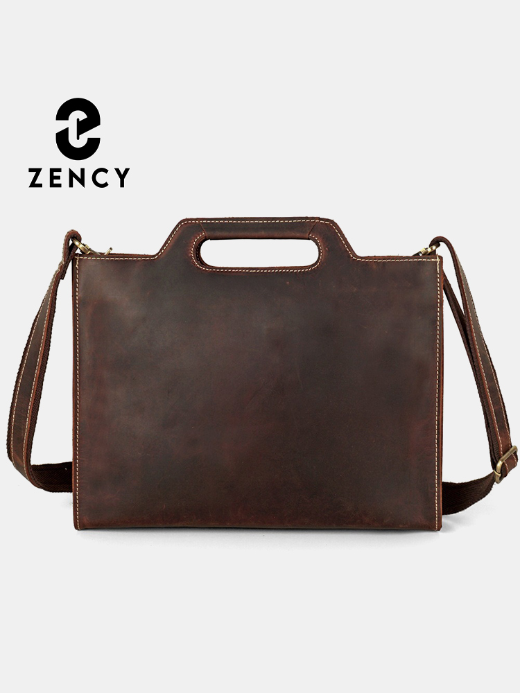 Leather Work Bag Mens - Zency Genuine Leather Men Shoulder Bag