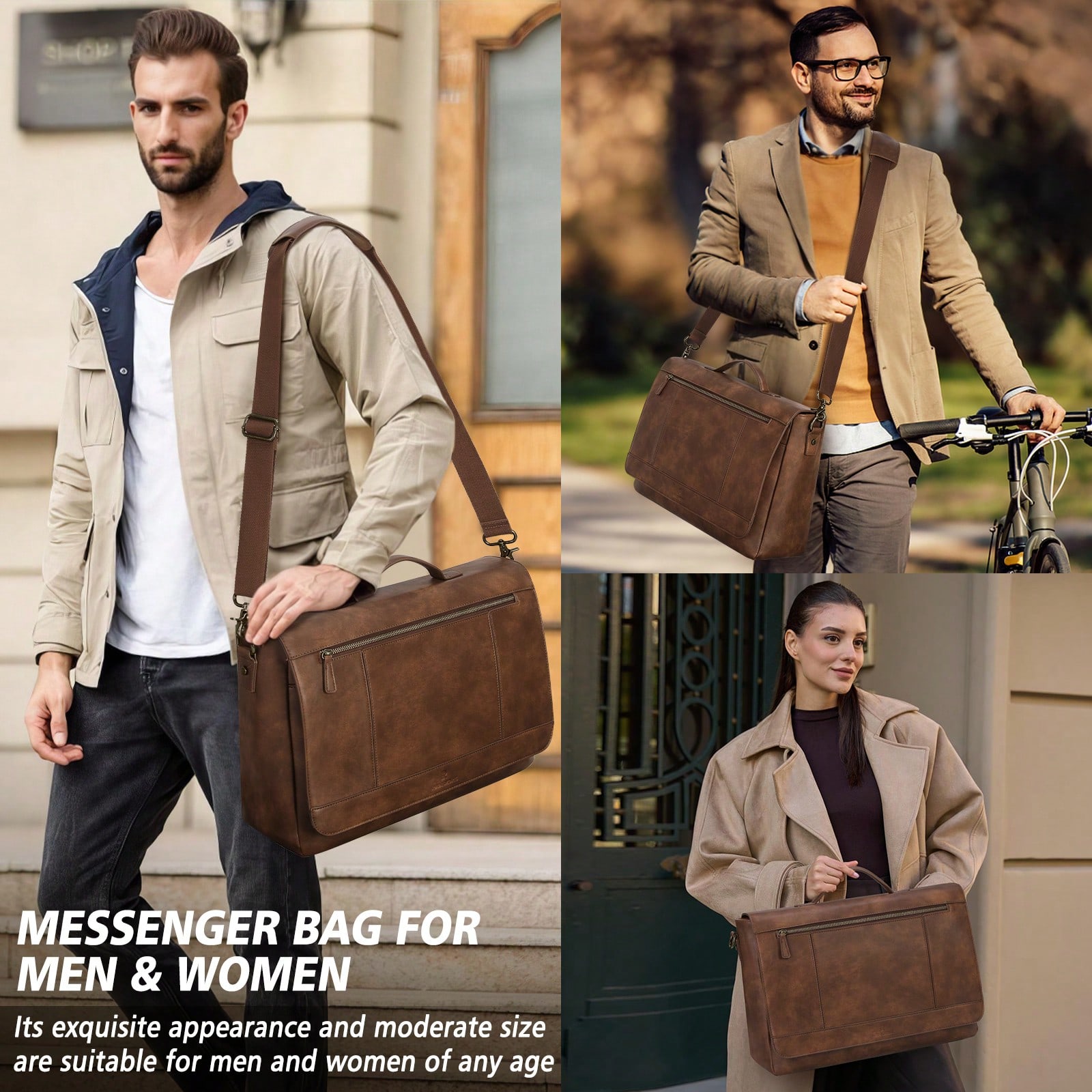 Leather Work Bag Men - Leather Messenger Bag For Men 15.6