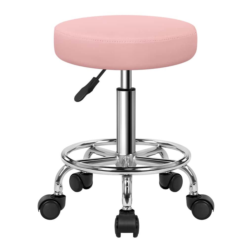 Leatherwork Tattoo - PU Leather Round Rolling Stool With