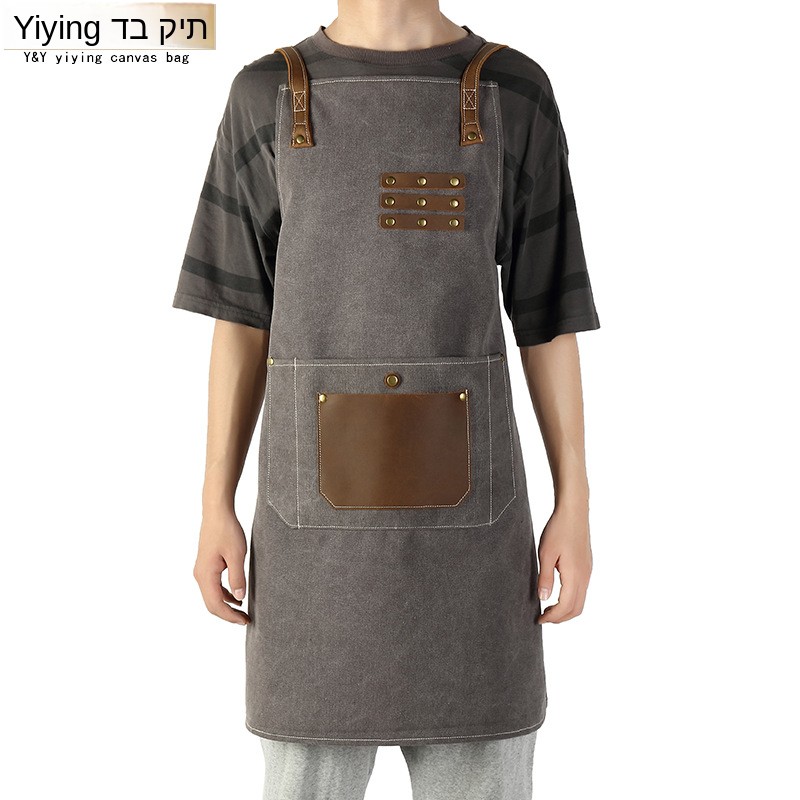 Leather Work Overalls - Fashionable Wax Canvas Tool Apron for