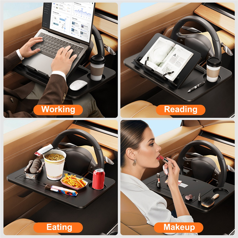 Leather Work For Car - Car Steering Wheel Foldable Adjustable Tray