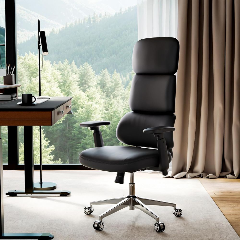Leatherwork At Home - High-Back PU Leather Office Chair with