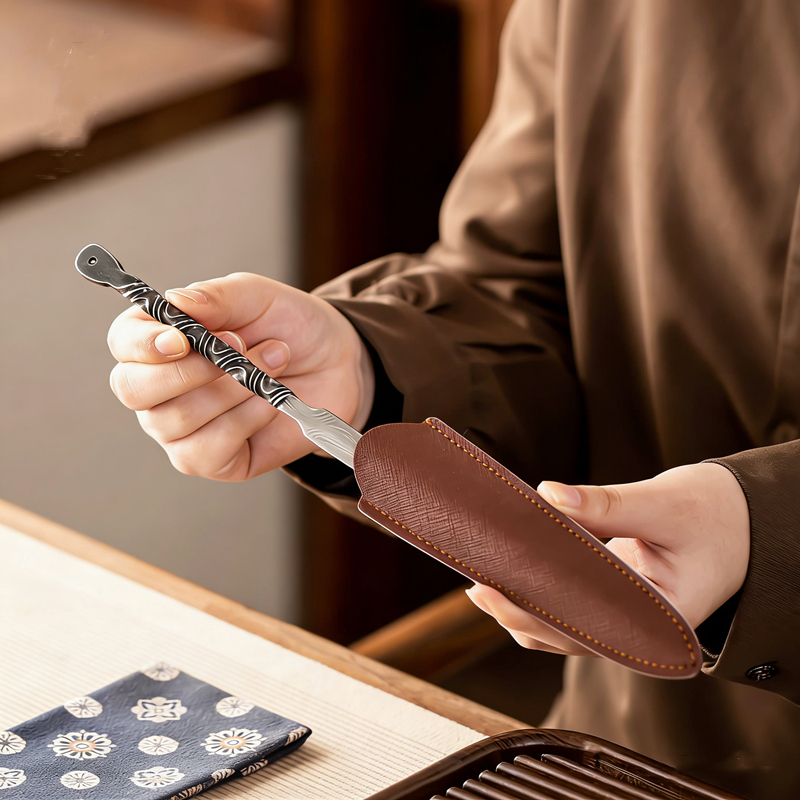 Leatherwork Tools - Stainless Steel Tea Knife with Leather