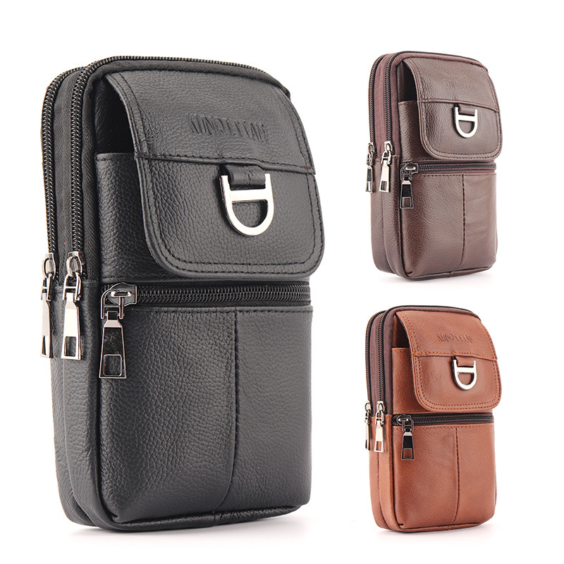 Leather Work Bag Mens - Men's leather waist bag - Large