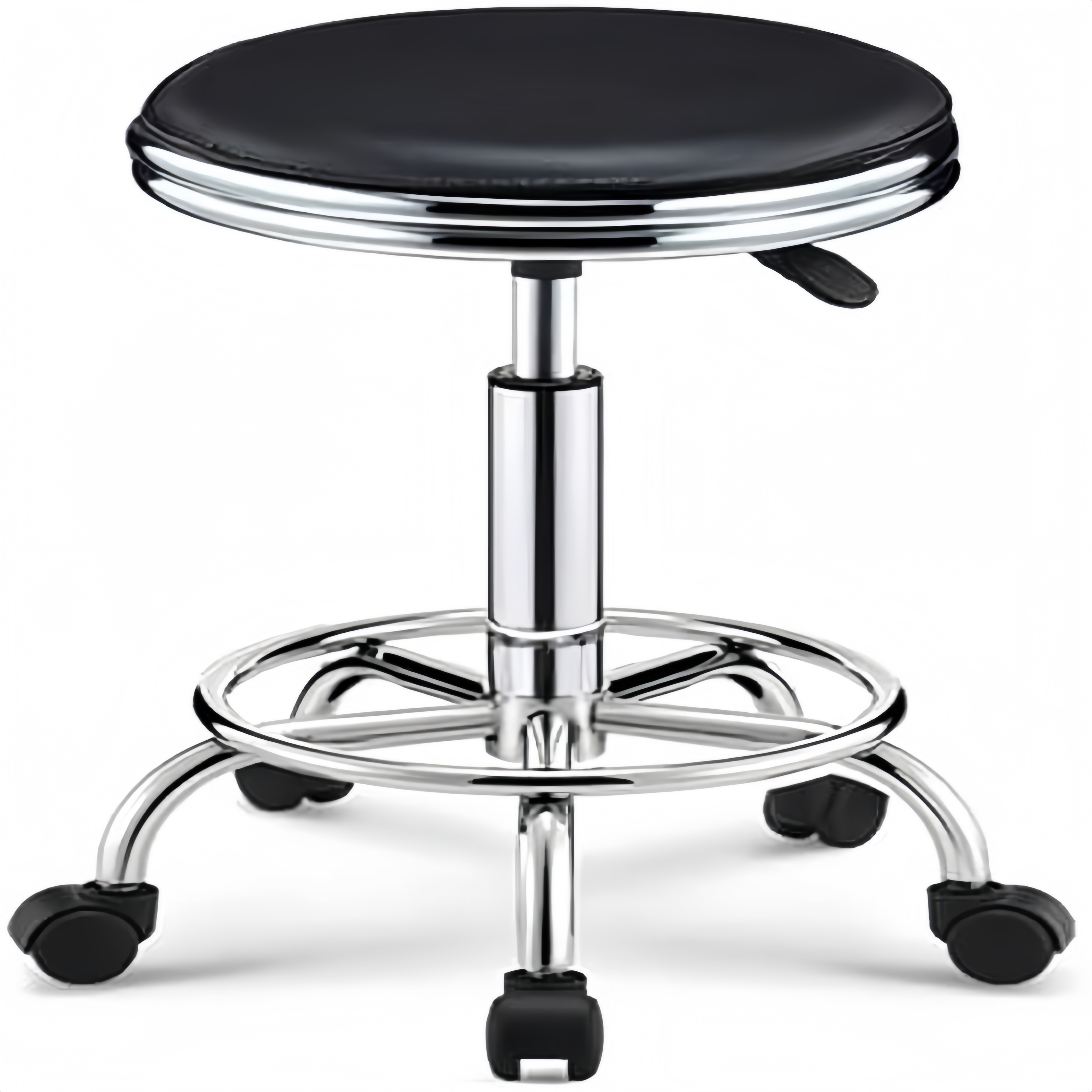 Round Rolling Stool with Foot  - Leatherwork Tattoo reseña y precio