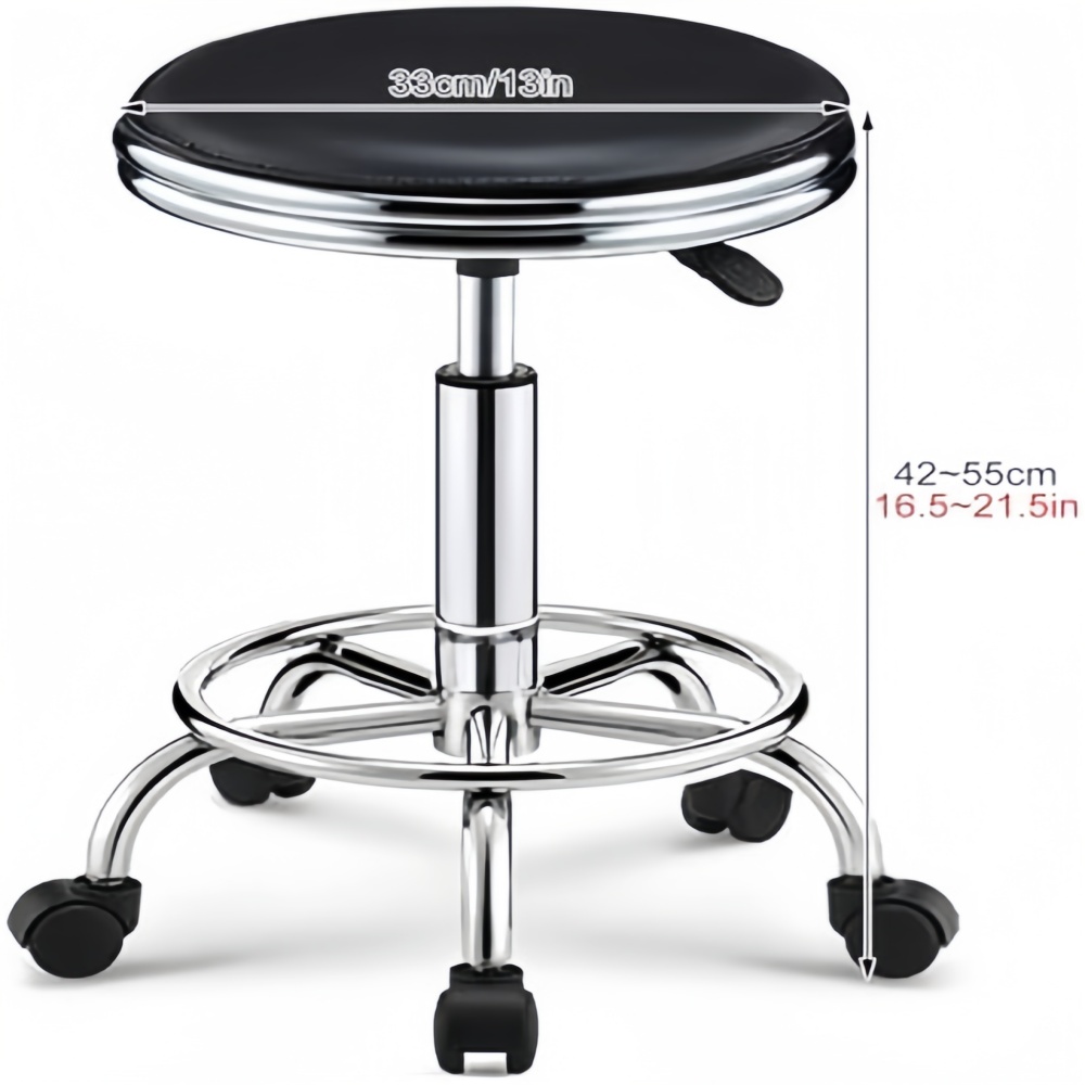 Round Rolling Stool with Foot  - Leatherwork Tattoo reseña y precio
