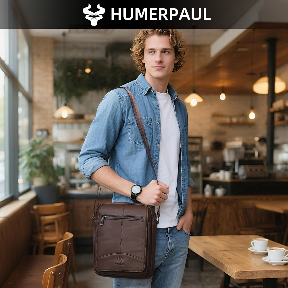 HUMERPAUL Genuine Leather Cros - Leather Work Bag Men reseña y precio