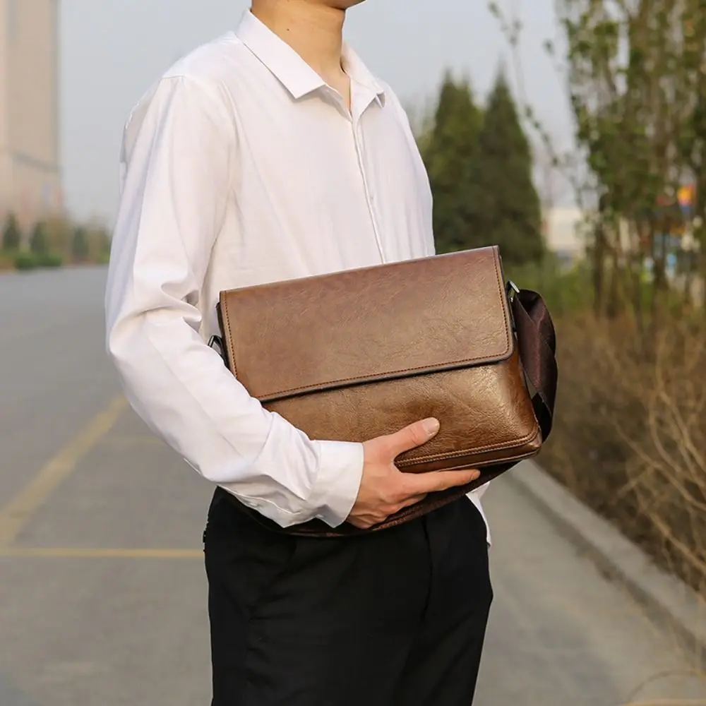 Luxury PU Leather Crossbody Ba - Leather Work Bag Men reseña y precio