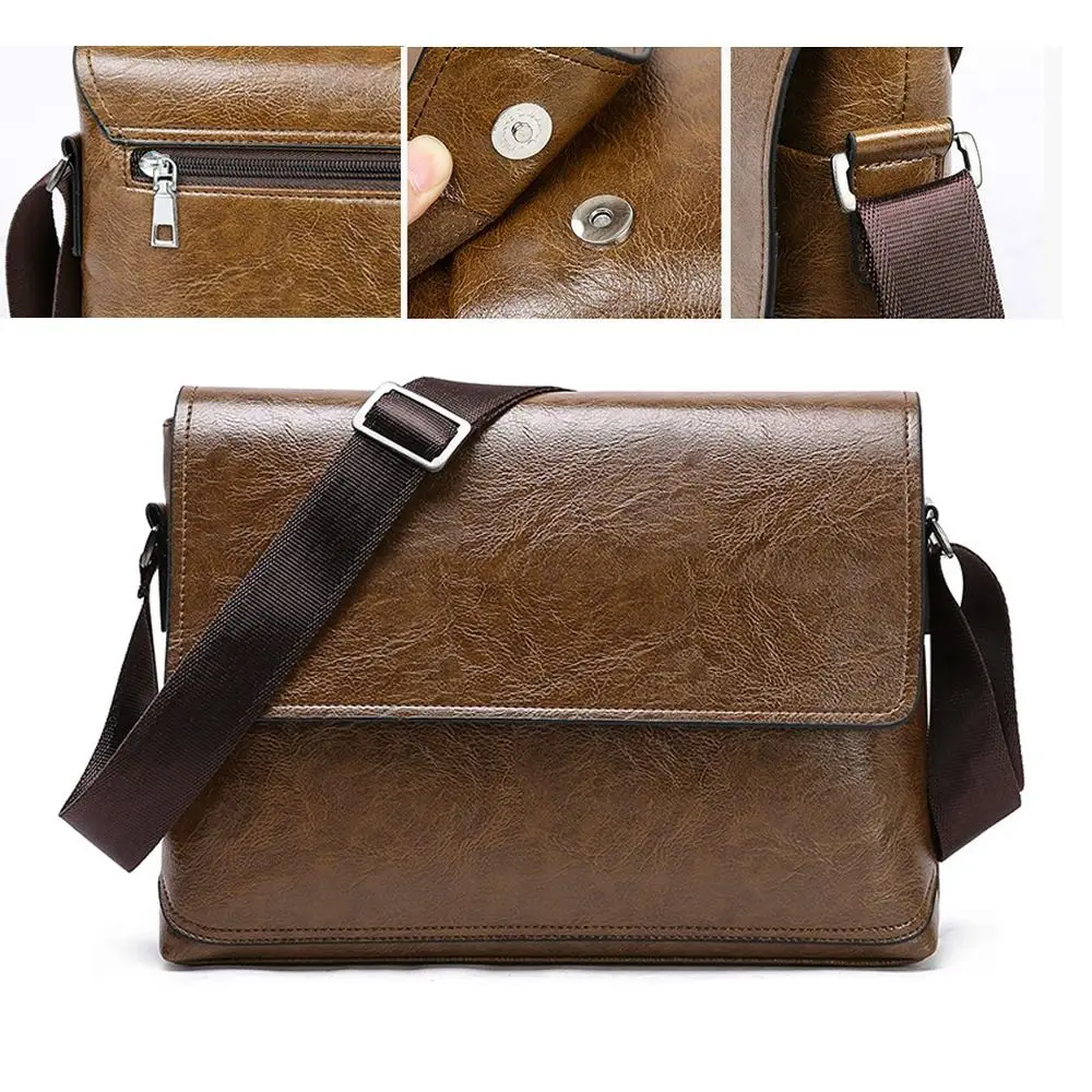 Luxury PU Leather Crossbody Ba - Leather Work Bag Men reseña y precio