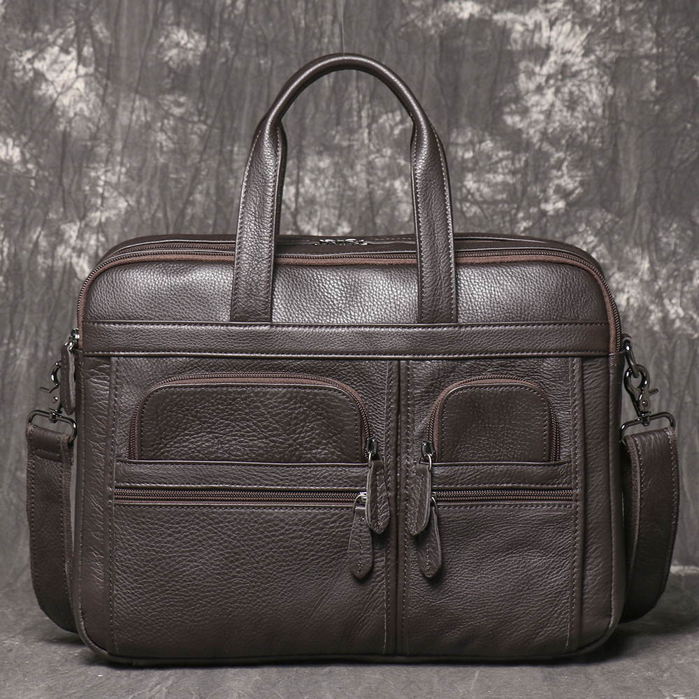 Men's Genuine Leather Briefcas - Leather Work Bag Mens reseña y precio