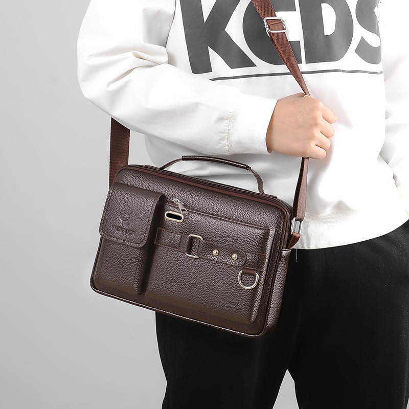 Brand Men Shoulder Bag Pu Leat - Leather Work Bag Men reseña y precio