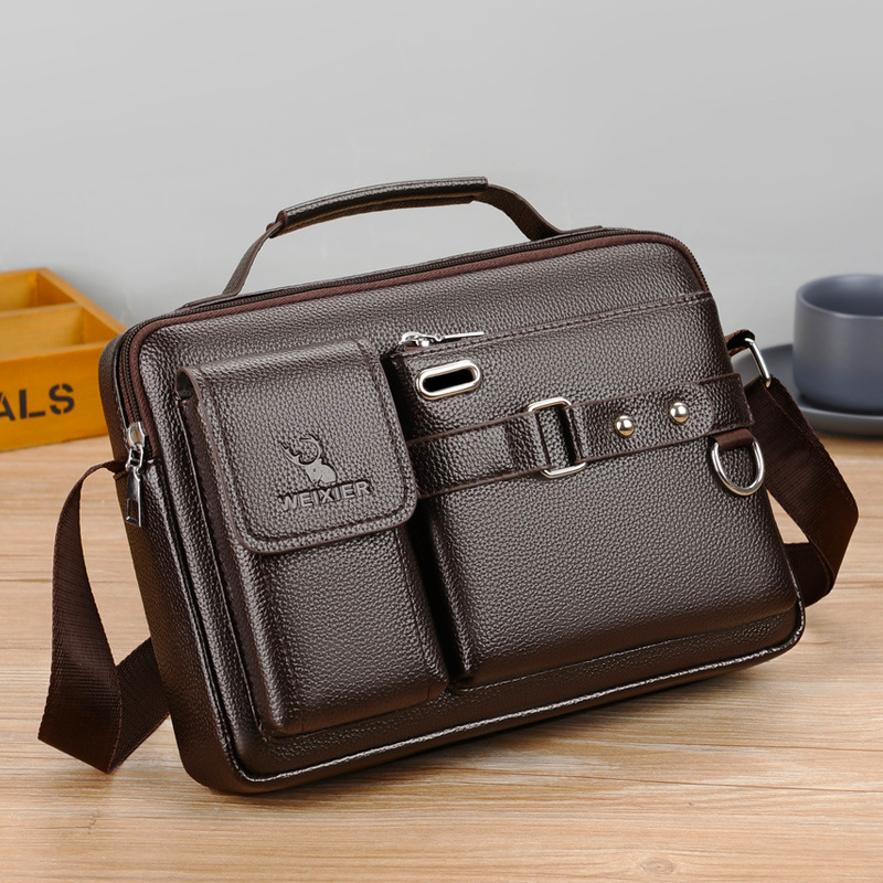 Brand Men Shoulder Bag Pu Leat - Leather Work Bag Men reseña y precio