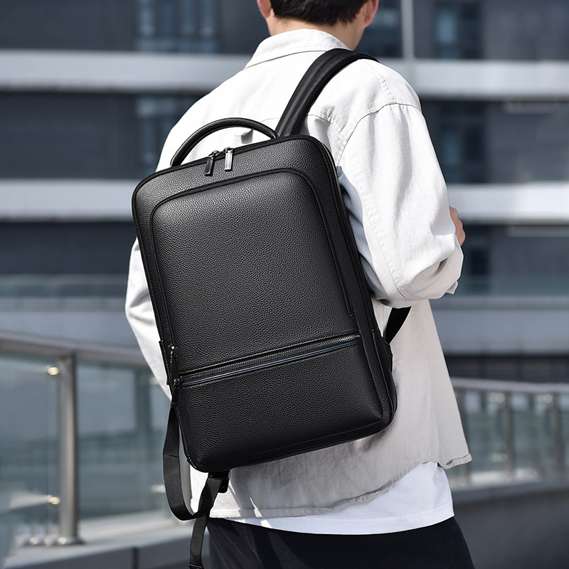 PU Leather Men's Backpack USB  - Leather Work Bag Mens reseña y precio