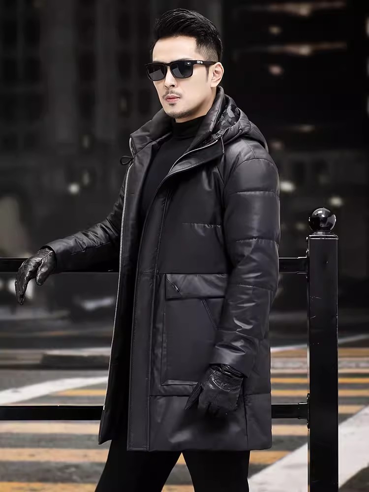 Winter Mens Thick Warm White G - Leather Work Jacket With Hood reseña y precio