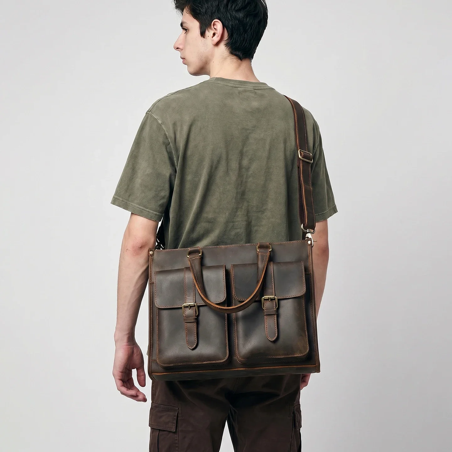 Vintage Genuine Leather Men Cr - Leather Work Bag Mens reseña y precio