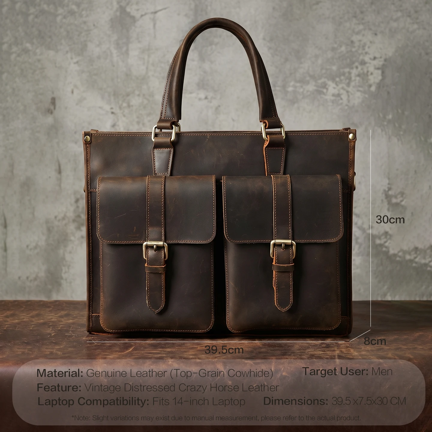 Vintage Genuine Leather Men Cr - Leather Work Bag Mens reseña y precio