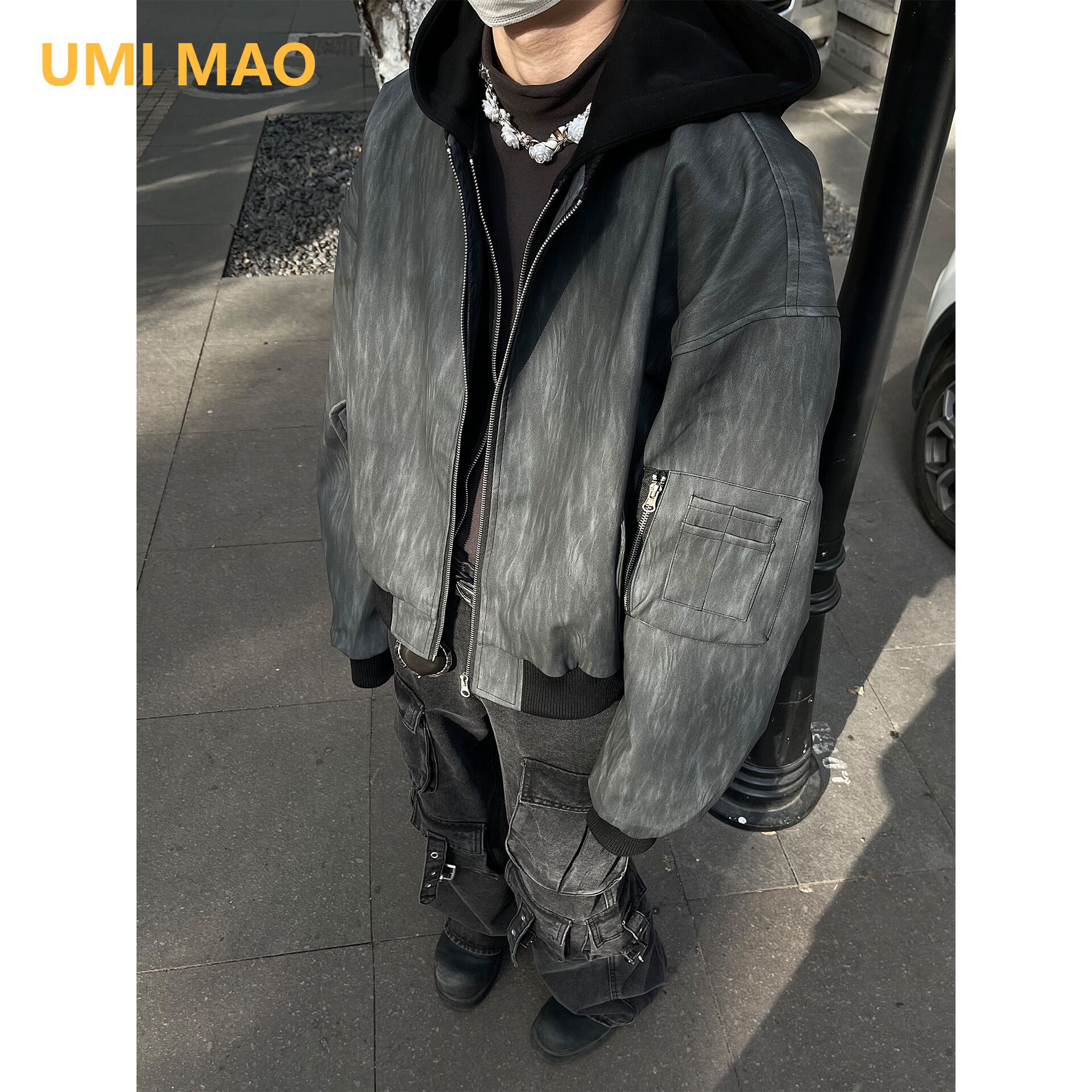 UMI MAO American Retro Work Ja - Leather Work Jacket With Hood reseña y precio