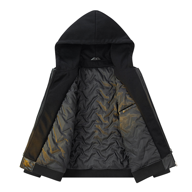 Men Down Cotton Jacket PU Leat - Leather Work Jacket With Hood reseña y precio
