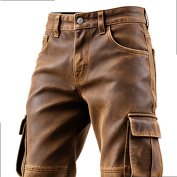 Mens Vintage Brown PU Leather  - Leather Work Overalls reseña y precio