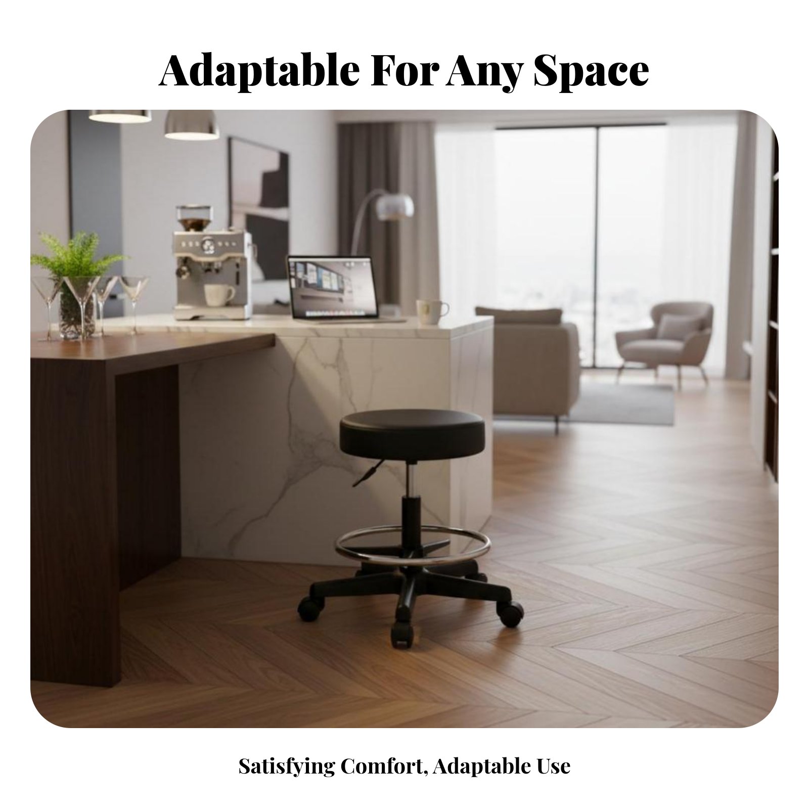 Adjustable Rolling Stool Versa - Upholstery Leather Work reseña y precio
