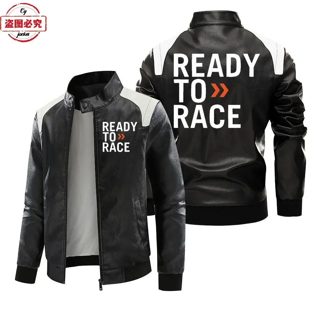 Ready to Race logo printed off - Leather Work Jacket With Hood reseña y precio