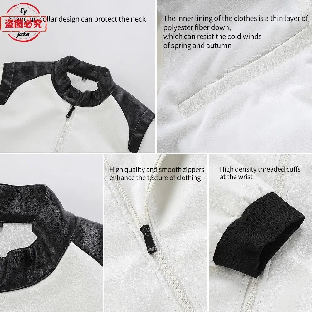 Ready to Race logo printed off - Leather Work Jacket With Hood reseña y precio