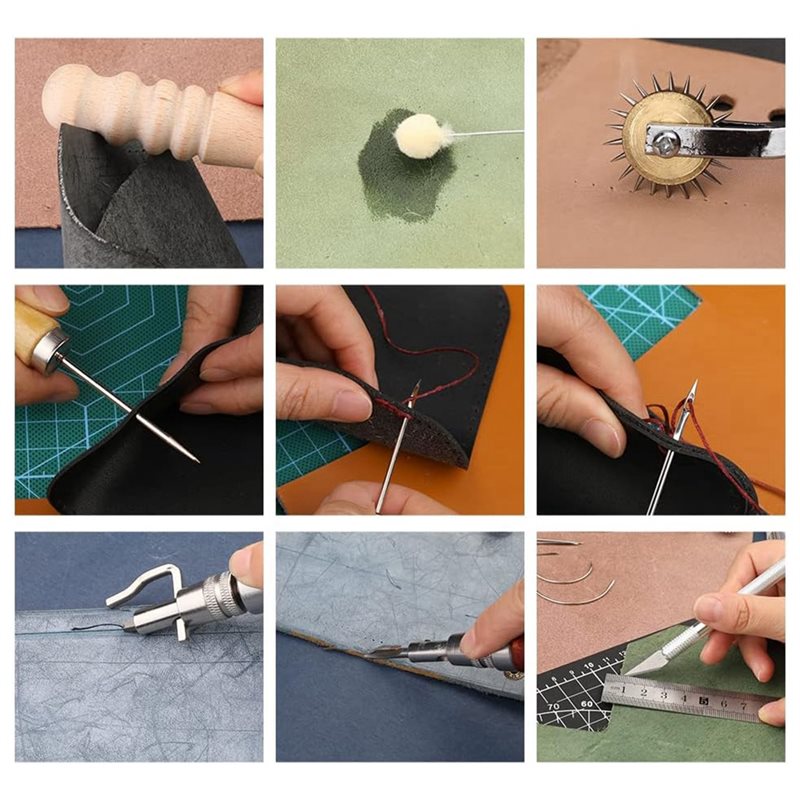 A008 Leather Working Tools Kit - Beginner Leatherwork Kit reseña y precio