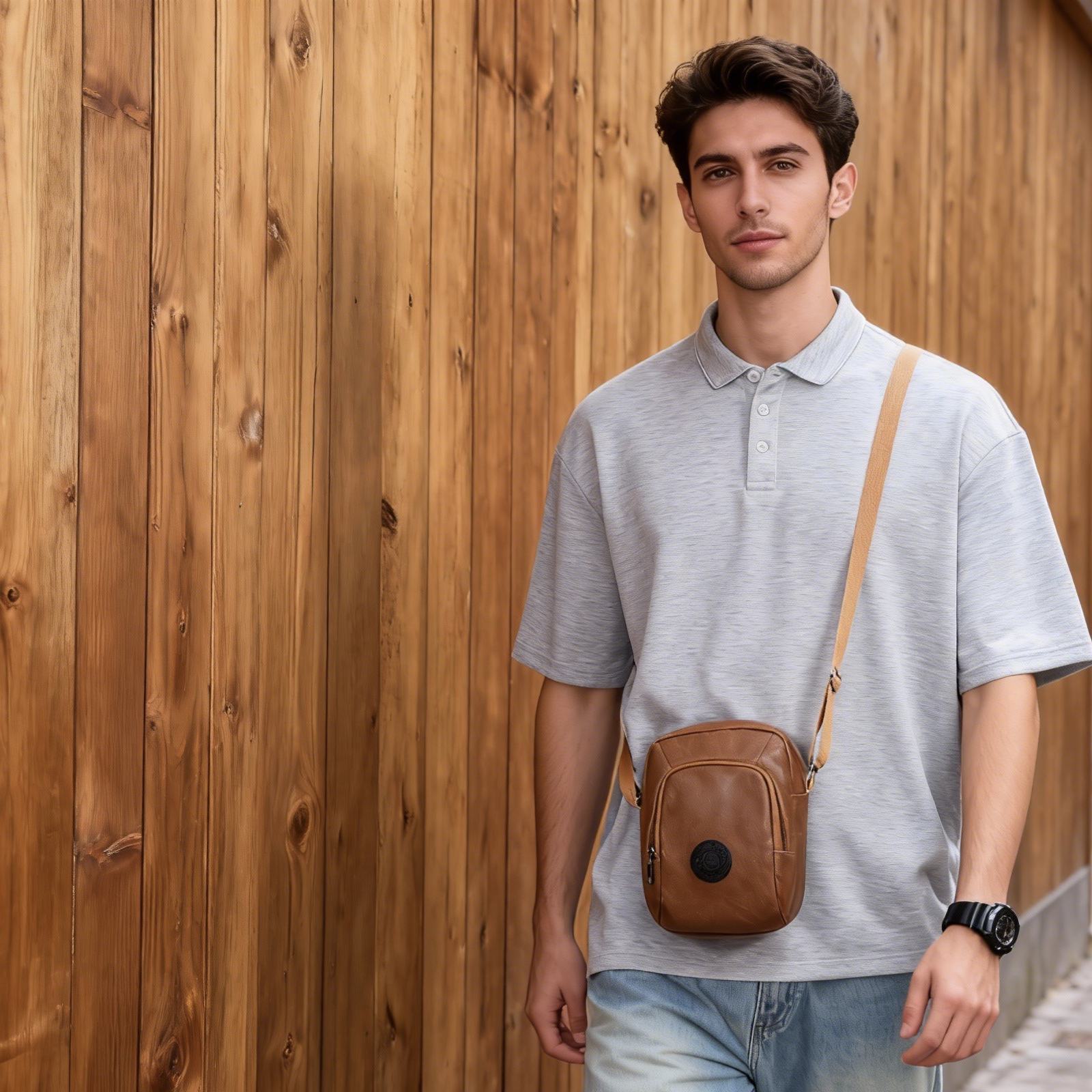 Small Shoulder Sling Bag for M - Leather Work Bag Mens reseña y precio