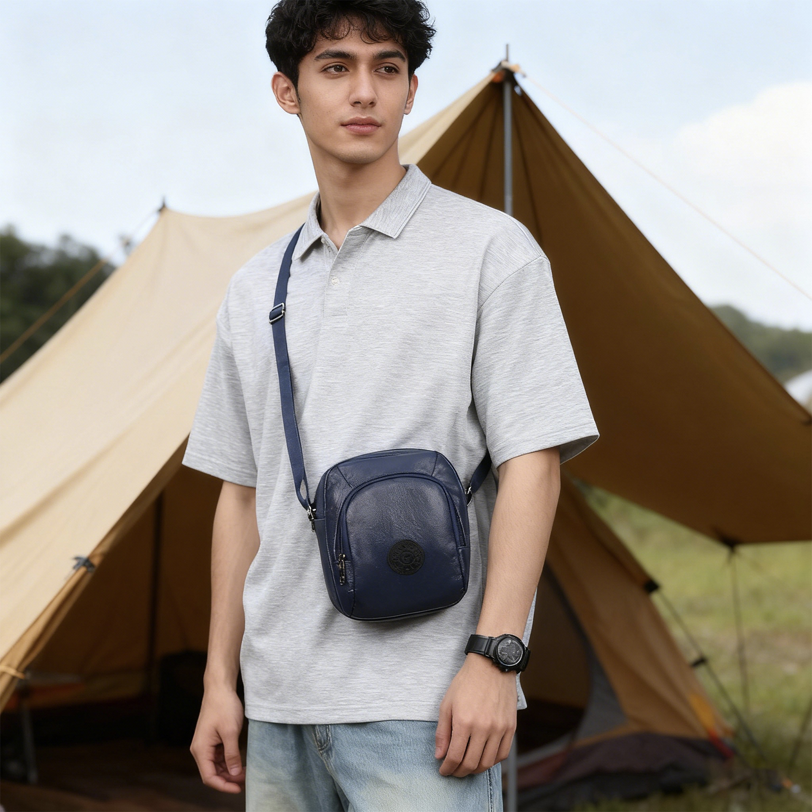 Small Shoulder Sling Bag for M - Leather Work Bag Mens reseña y precio