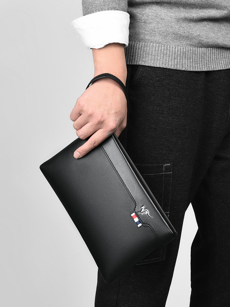 PU Leather Men's Clutch Bag Zi - Leather Work Bag Mens reseña y precio
