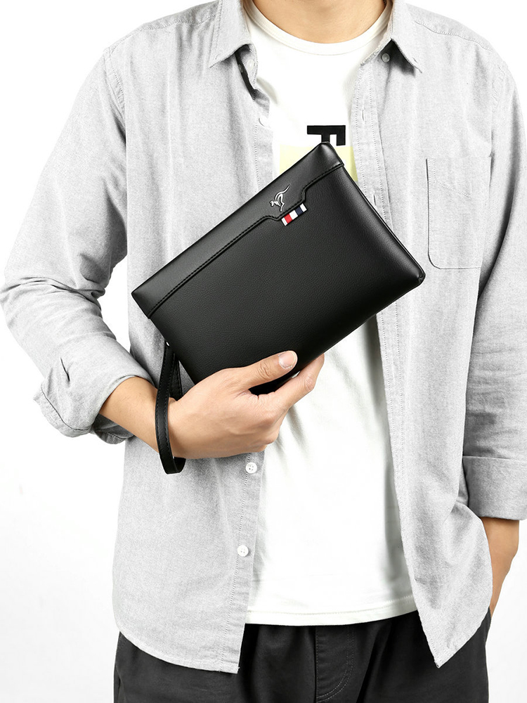 PU Leather Men's Clutch Bag Zi - Leather Work Bag Mens reseña y precio