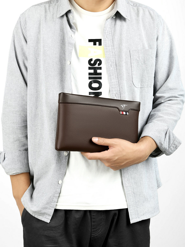 PU Leather Men's Clutch Bag Zi - Leather Work Bag Mens reseña y precio