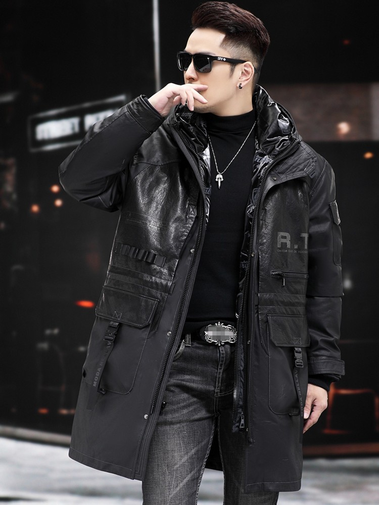 Winter Genuine Leather Coat Me - Leather Work Jacket With Hood reseña y precio