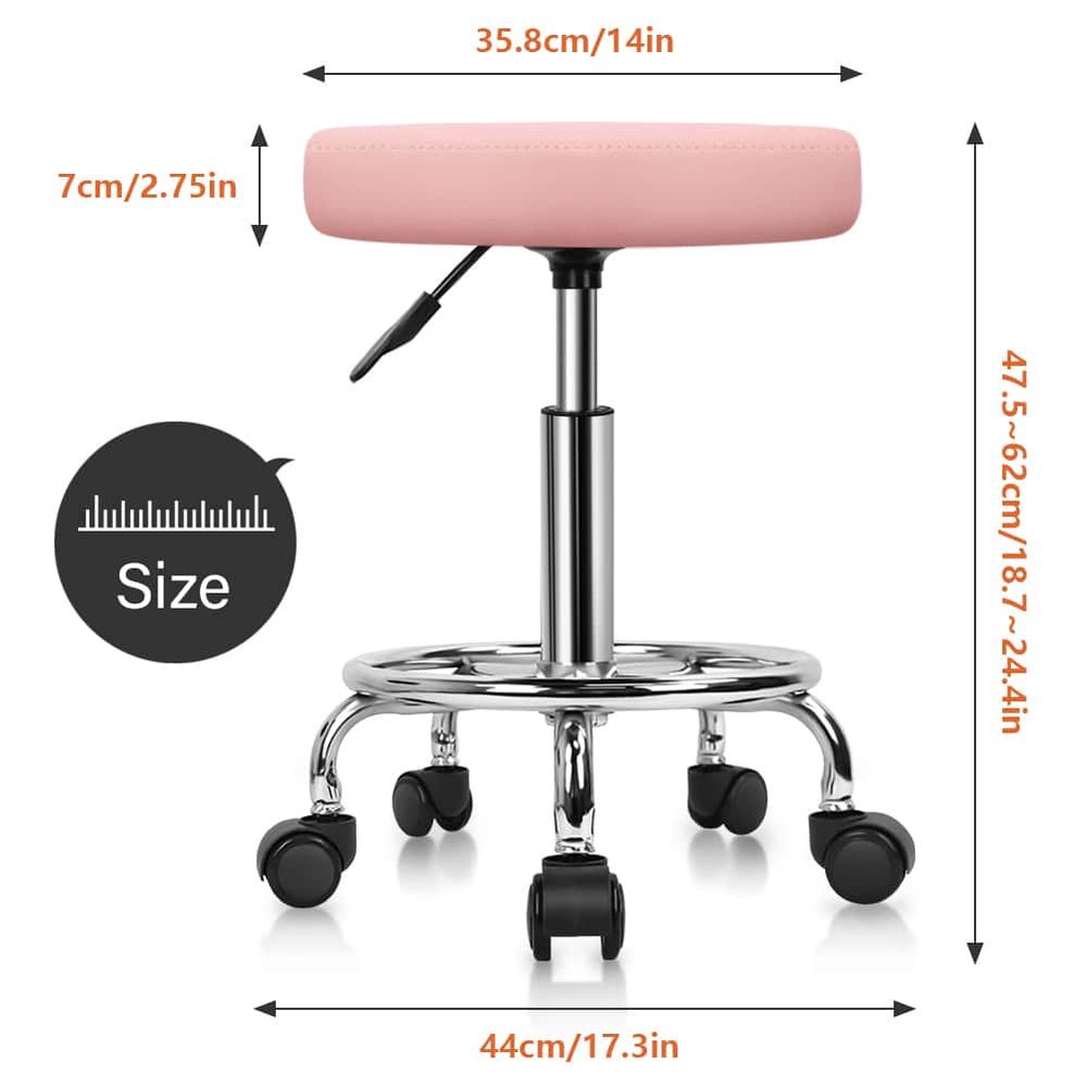 PU Leather Round Rolling Stool - Leatherwork Tattoo reseña y precio