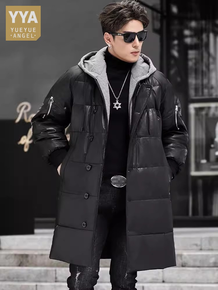 Winter New Men Hooded Long Gen - Leather Work Jacket With Hood reseña y precio