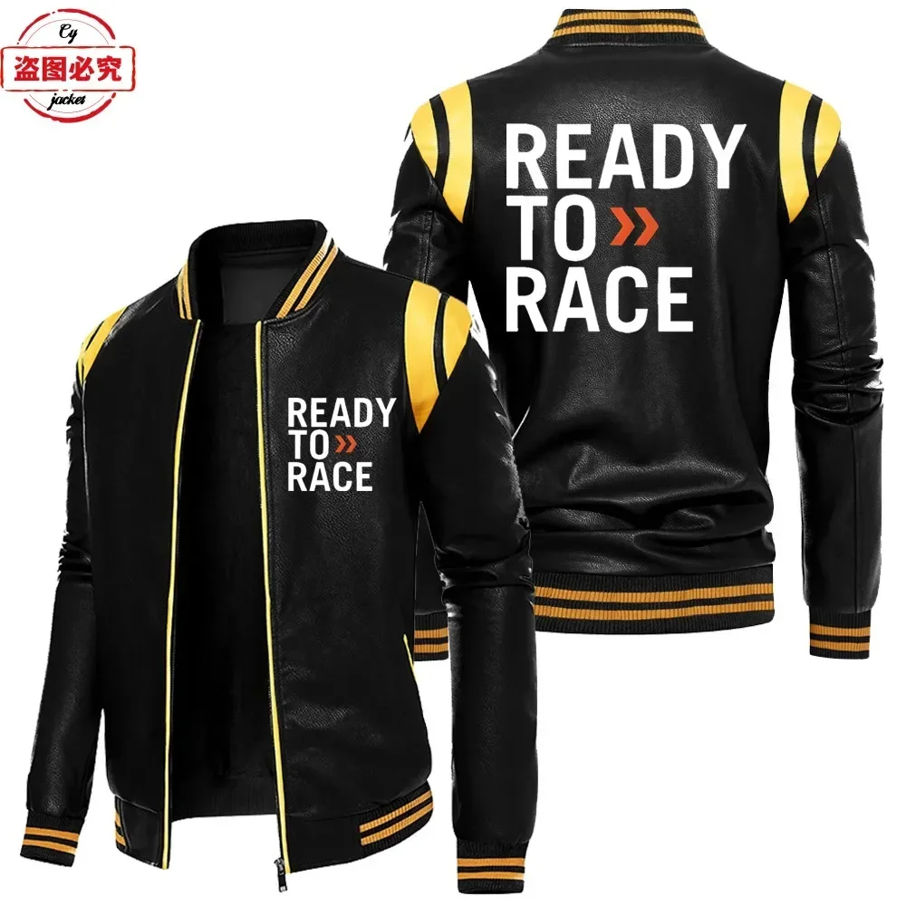 Ready To Race Logo Printed Off - Leather Work Jacket With Hood reseña y precio
