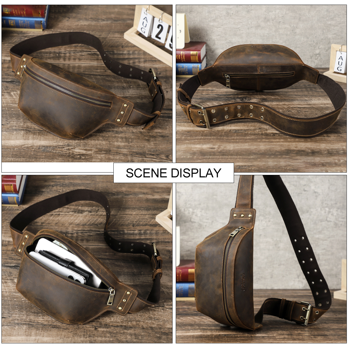 CONTACT'S Genuine Leather Wais - Leather Work Bag Men reseña y precio