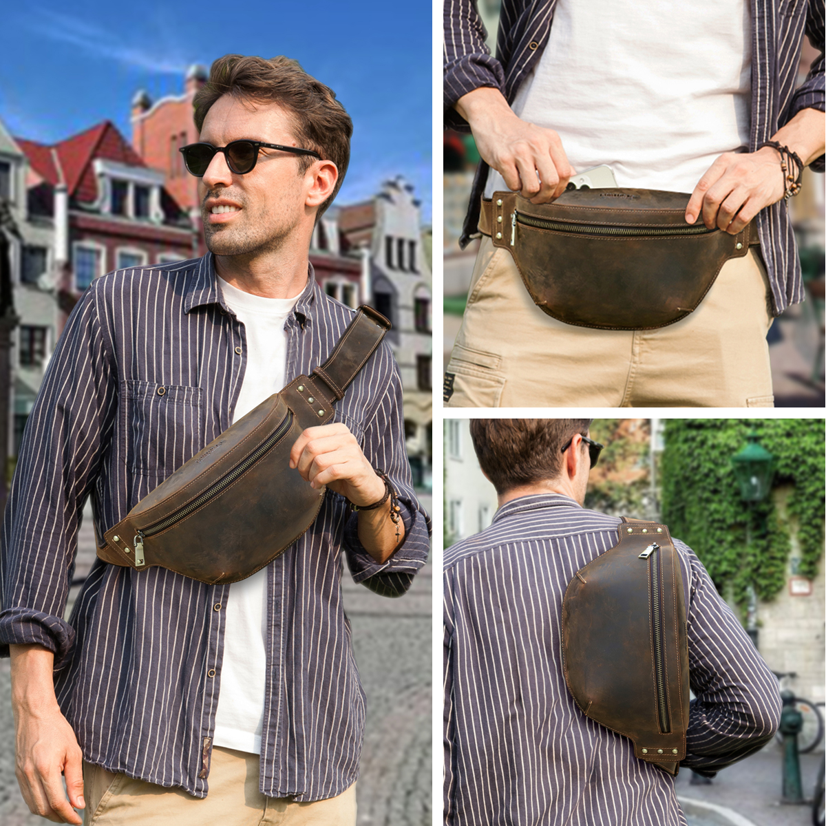 CONTACT'S Genuine Leather Wais - Leather Work Bag Men reseña y precio