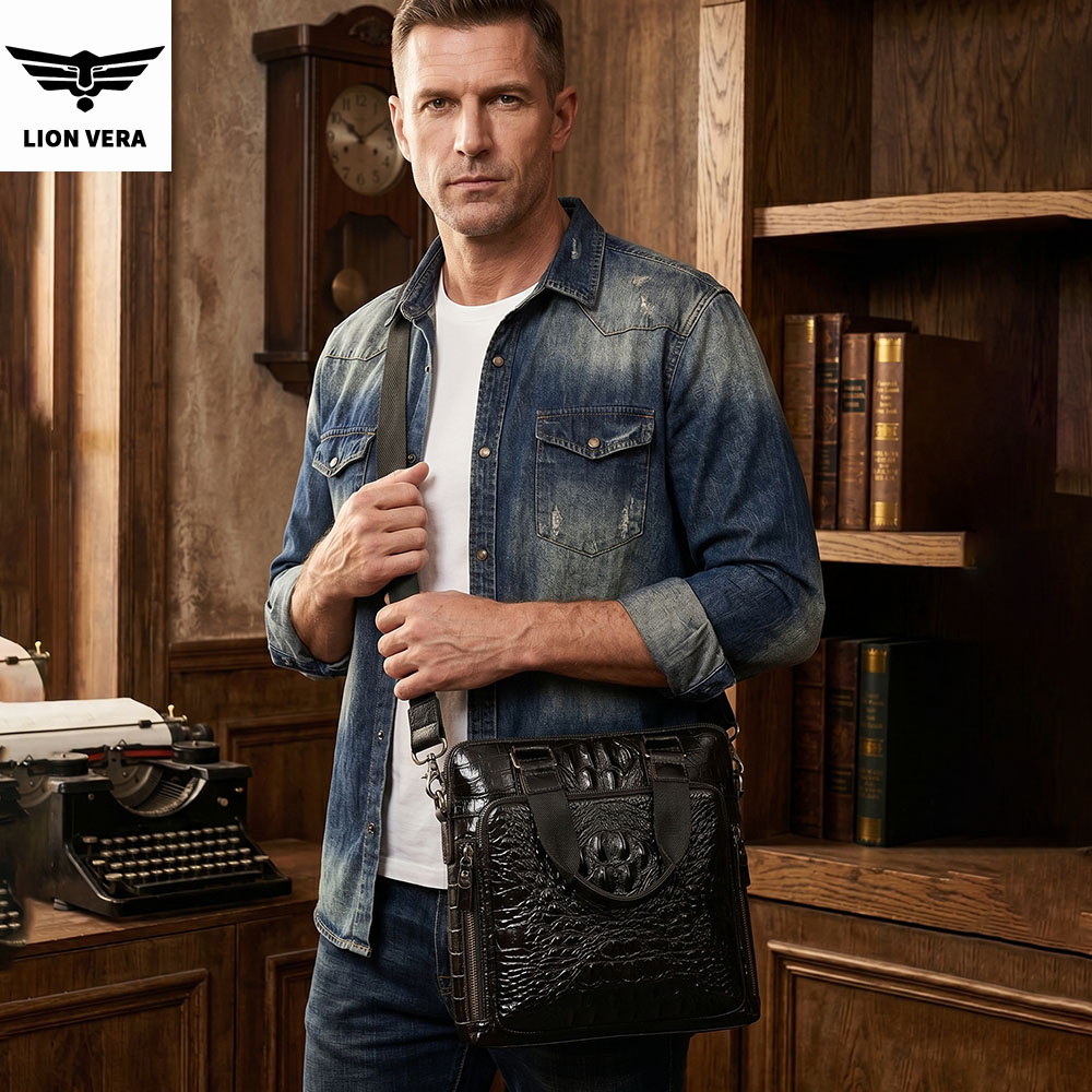 LION VERA Men's Genuine Leathe - Leather Work Bag Men reseña y precio