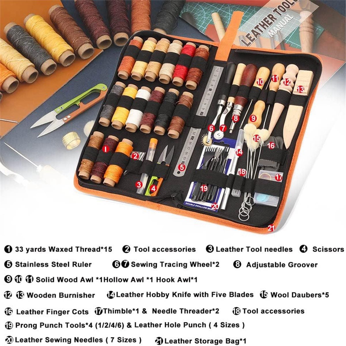 2026 NEW 66Pcs Leather Working - Beginner Leatherwork Kit reseña y precio