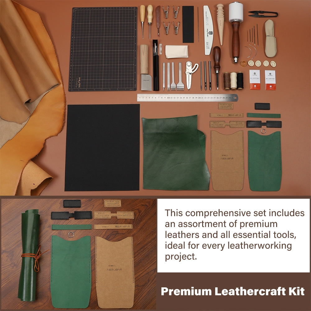 WUTA 74Pcs Leather Craft Tools - Beginner Leatherwork Kit reseña y precio