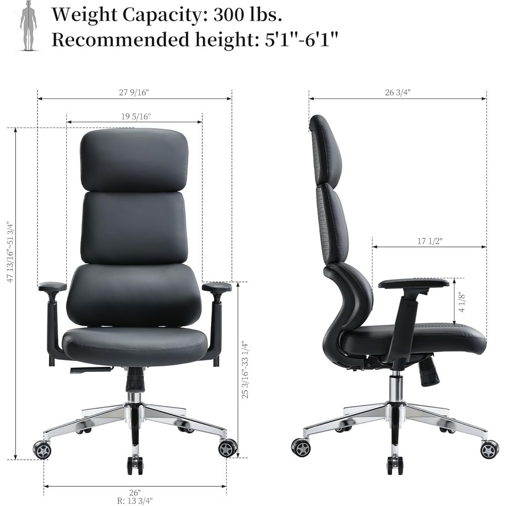 High-Back PU Leather Office Ch - Leatherwork At Home reseña y precio