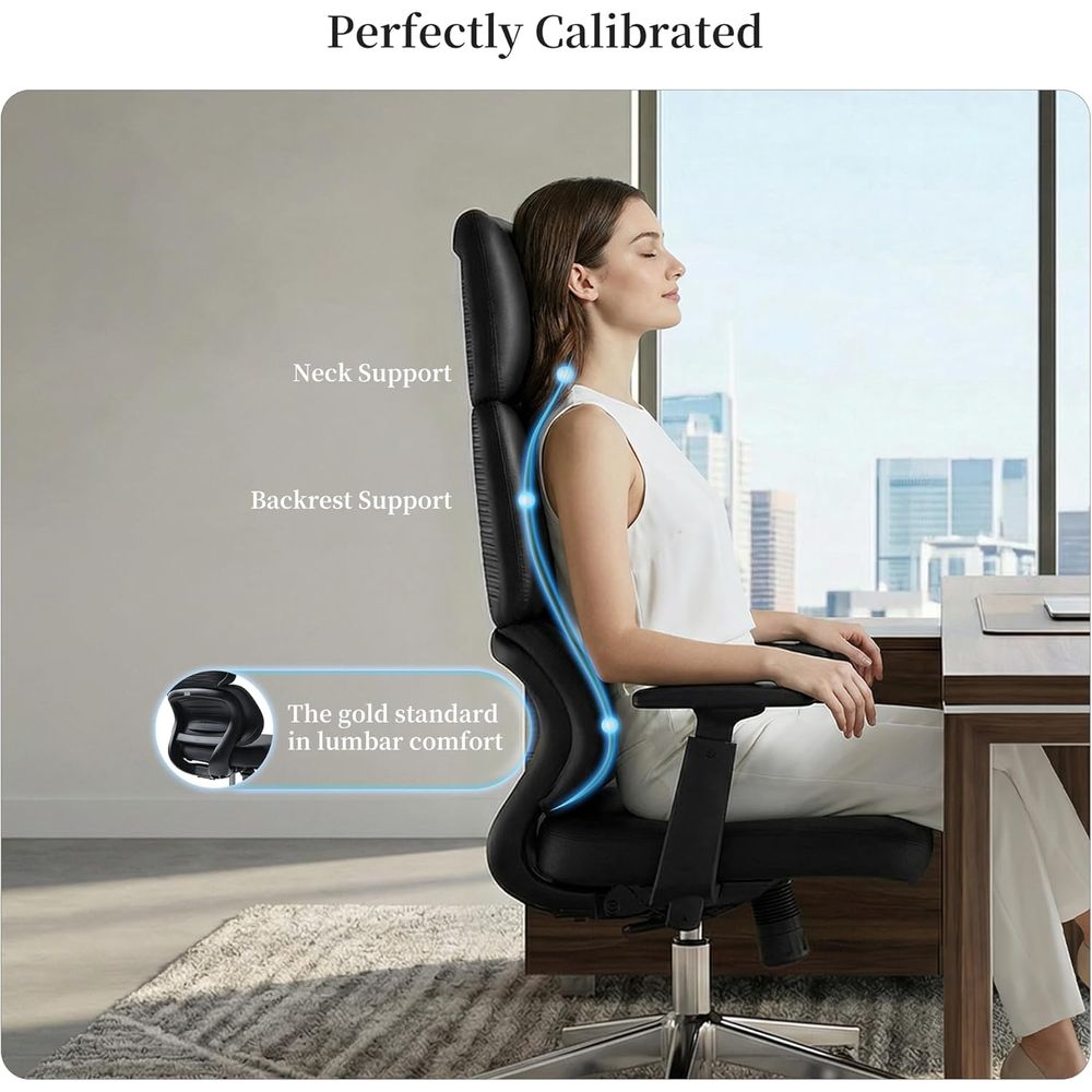 High-Back PU Leather Office Ch - Leatherwork At Home reseña y precio