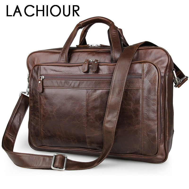 LACHIOUR Genuine Leather Men B - Leather Work Bag Mens reseña y precio