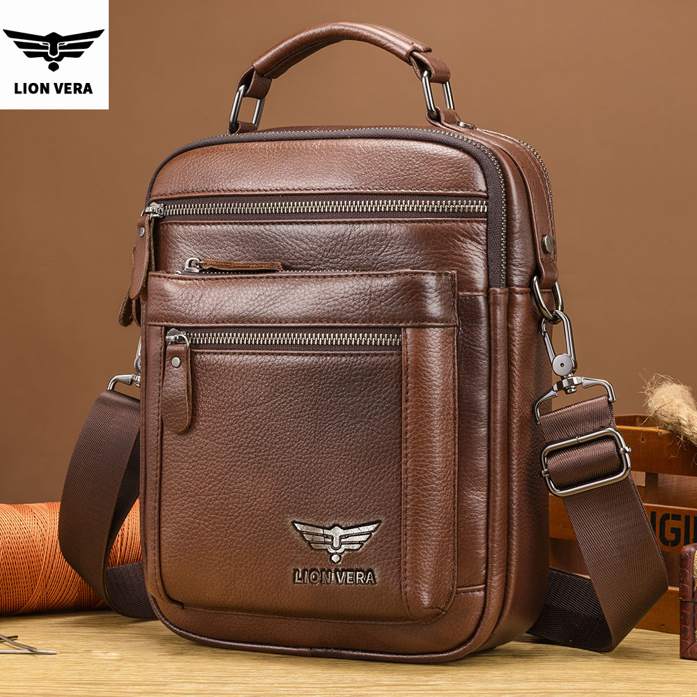 LION VERA Men's Shoulder Bag C - Leather Work Bag Men reseña y precio