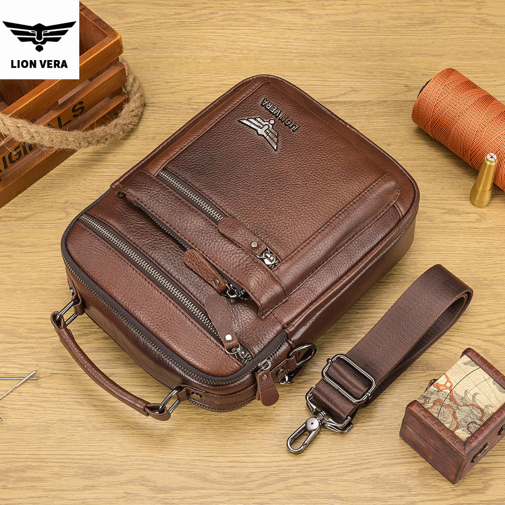 LION VERA Men's Shoulder Bag C - Leather Work Bag Men reseña y precio