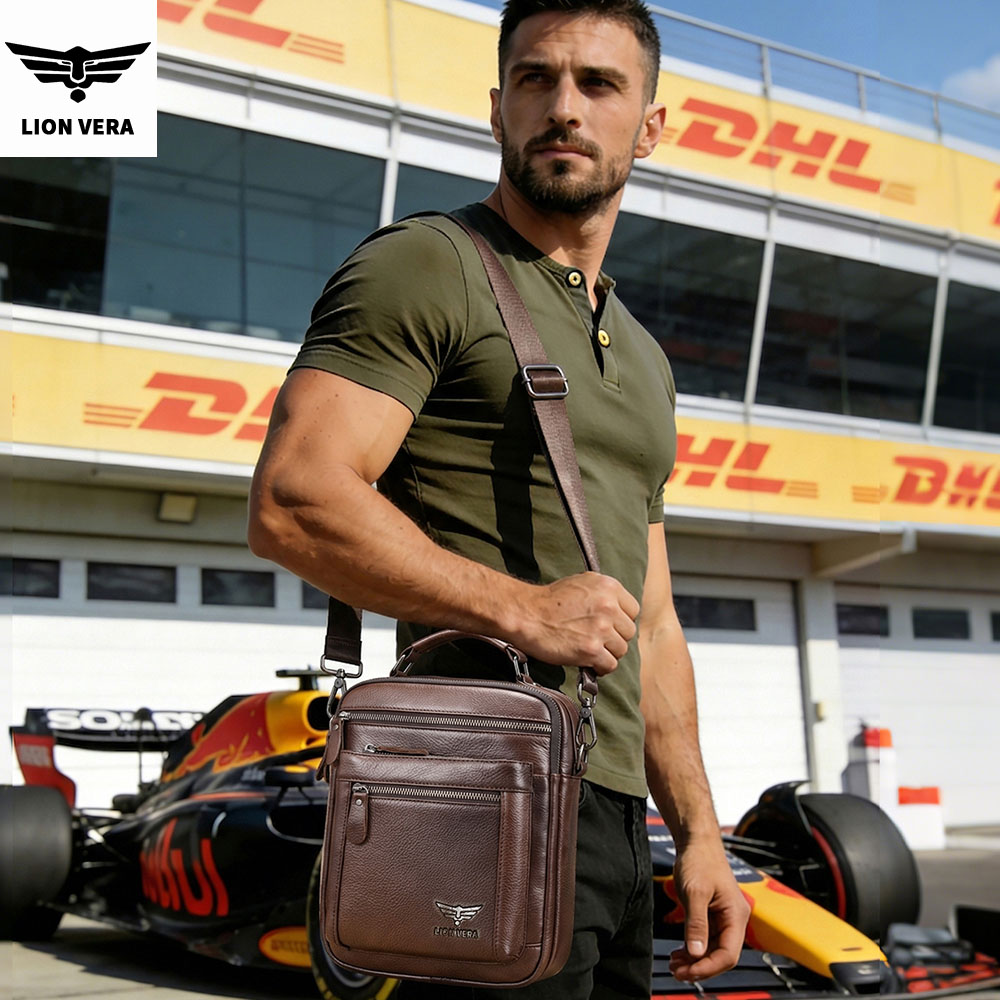 LION VERA Men's Shoulder Bag C - Leather Work Bag Men reseña y precio