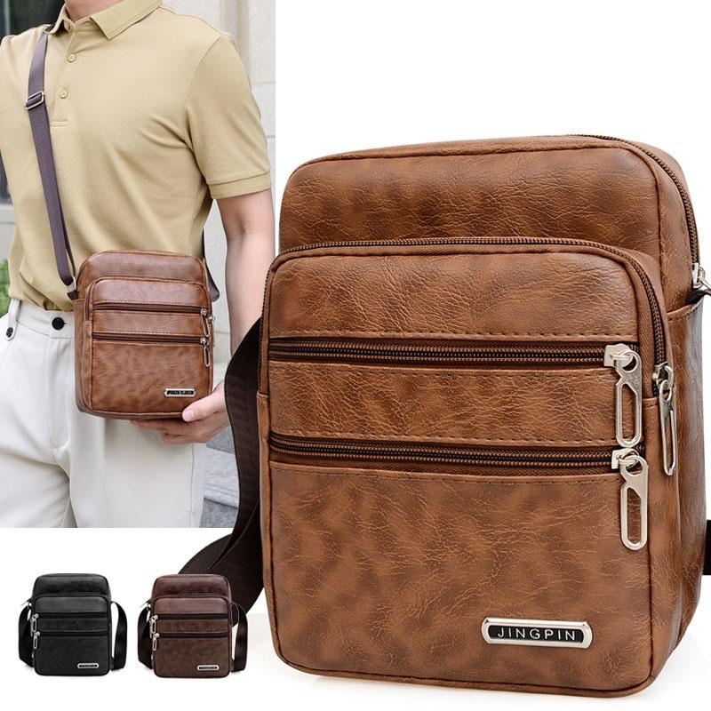 Men's PU Leather Crossbody Sho - Leather Work Bag Men reseña y precio
